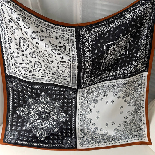 100% Mulberry Silk Scarf in Square Size 25.6 Inches Floral Print