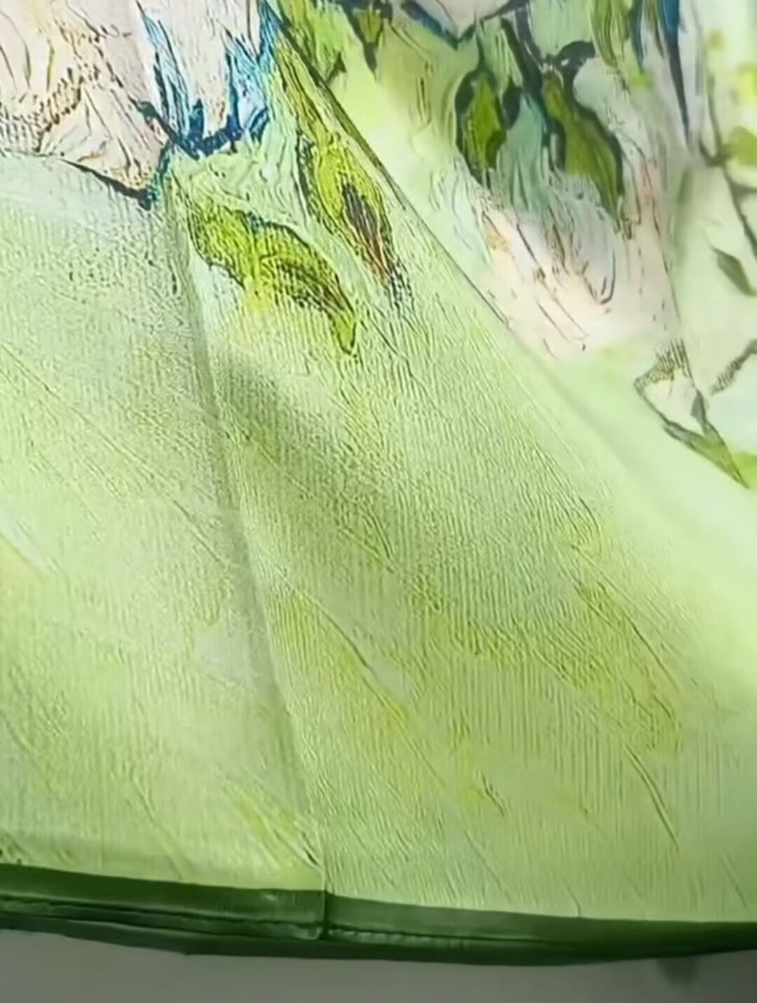 100% Mulberry Silk Satin Square Scarf 65 cm - Van Gogh White Roses Print - Machine Rolled Hem