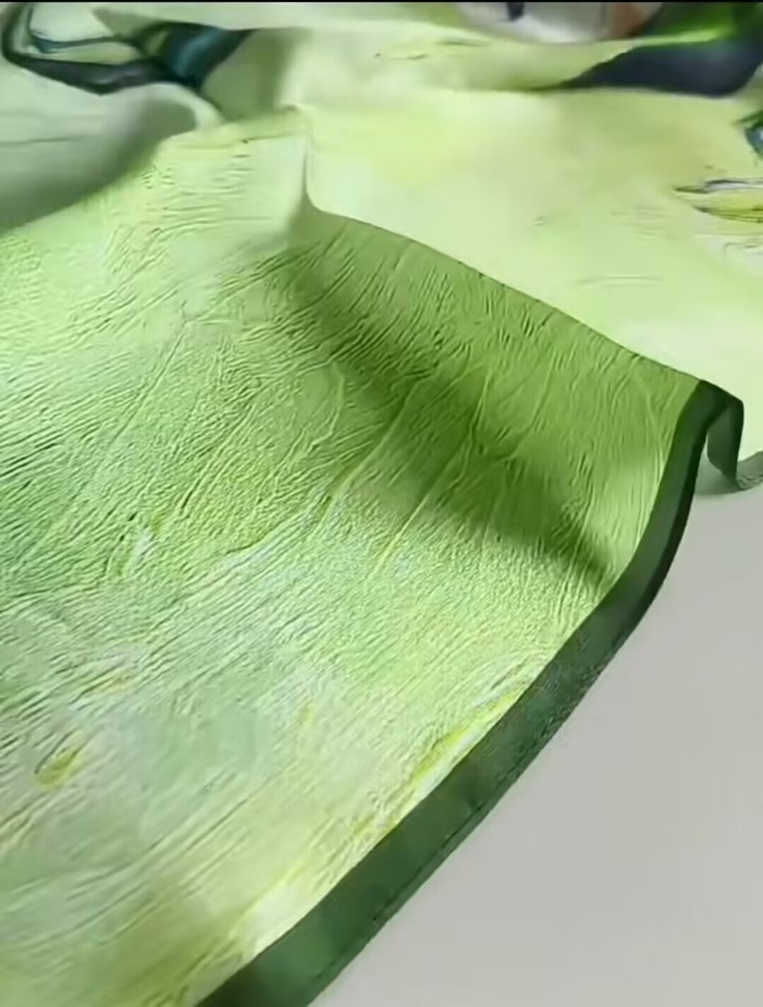 100% Mulberry Silk Satin Square Scarf 65 cm - Van Gogh White Roses Print - Machine Rolled Hem