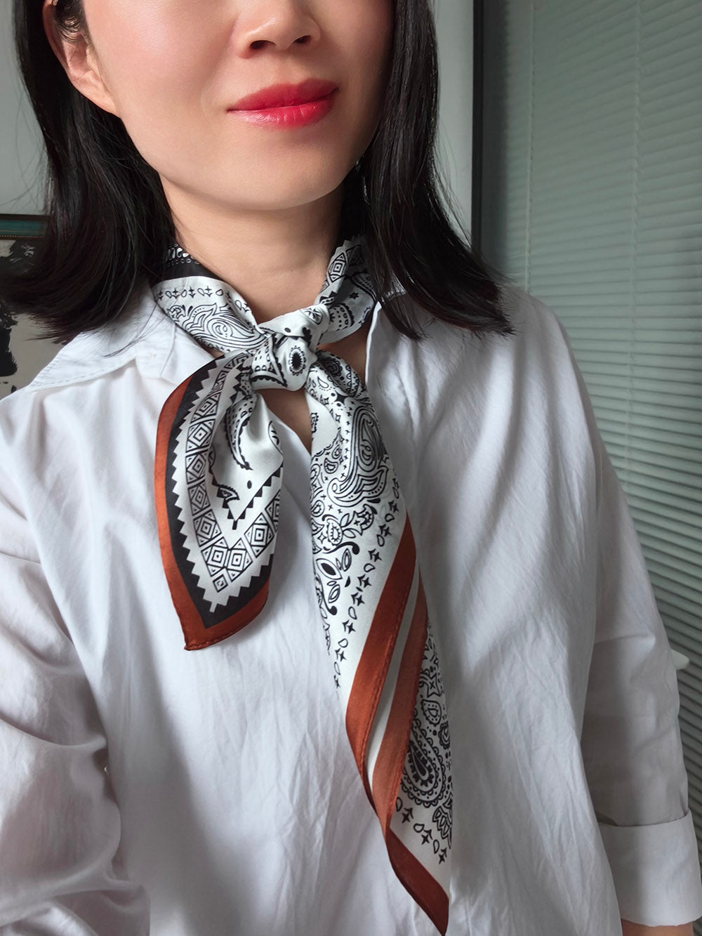 100% Mulberry Silk Scarf in Square Size 25.6 Inches Floral Print